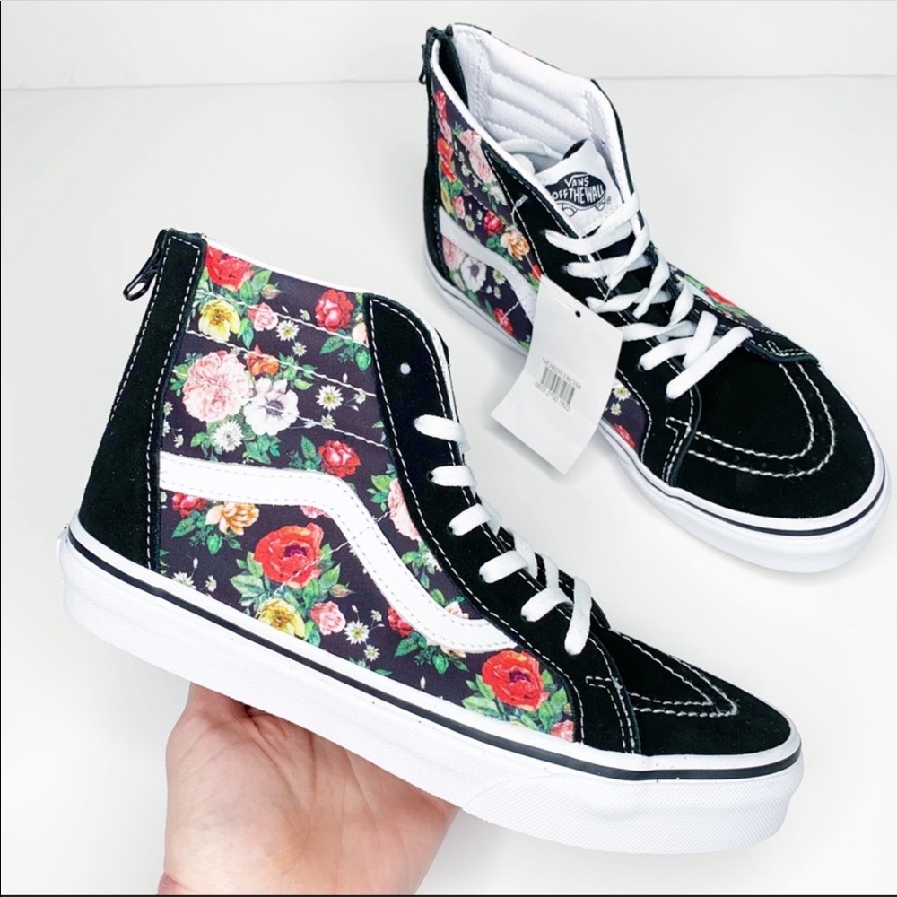 NEW Vans Sk8-Hi Garden Floral Shoes Black White - Picture 1 of 11